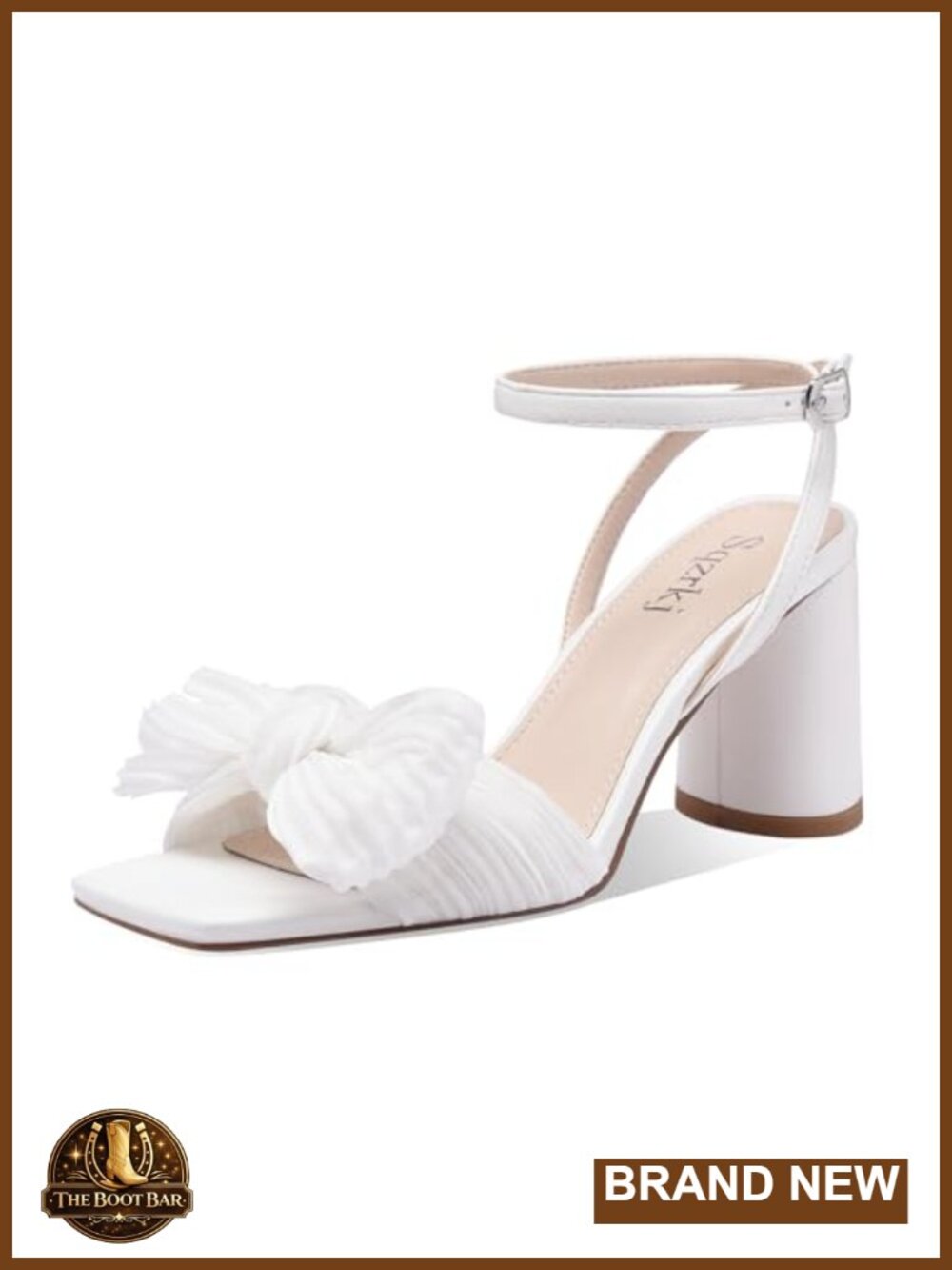 Women's Square Open Toe Chunky Heel Sandals with Bow Block Heels
